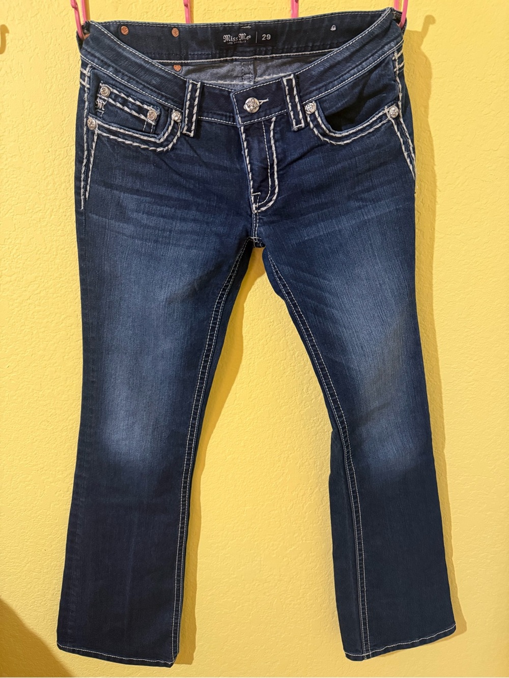 Miss Me Women's Dark Indigo Bootcut Jeans with Contrast Stitching